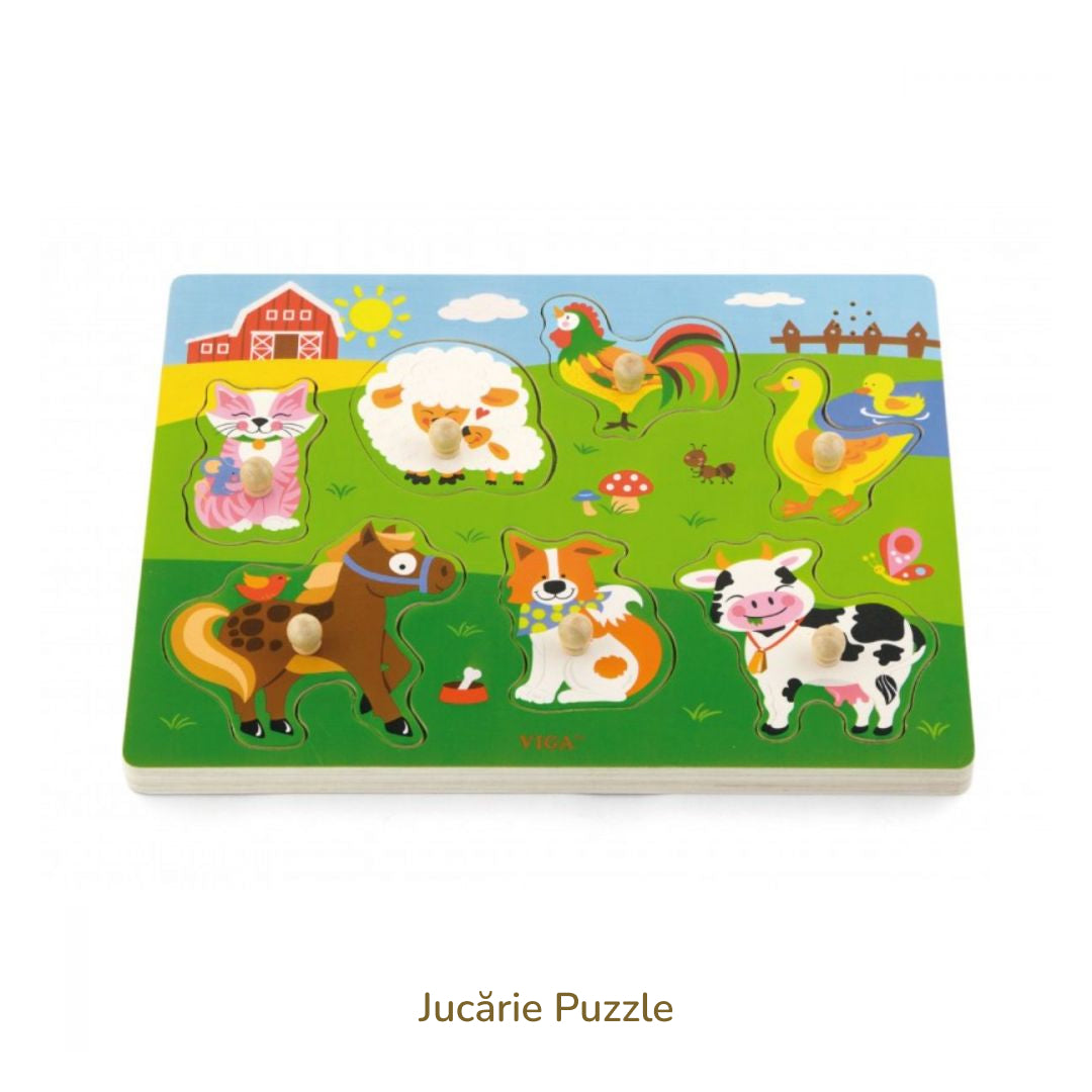 Puzzle din lemn cu sunete de animale